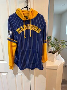 47 Brand Mariners Royal Blue & Yellow Pinstripe Crewneck
